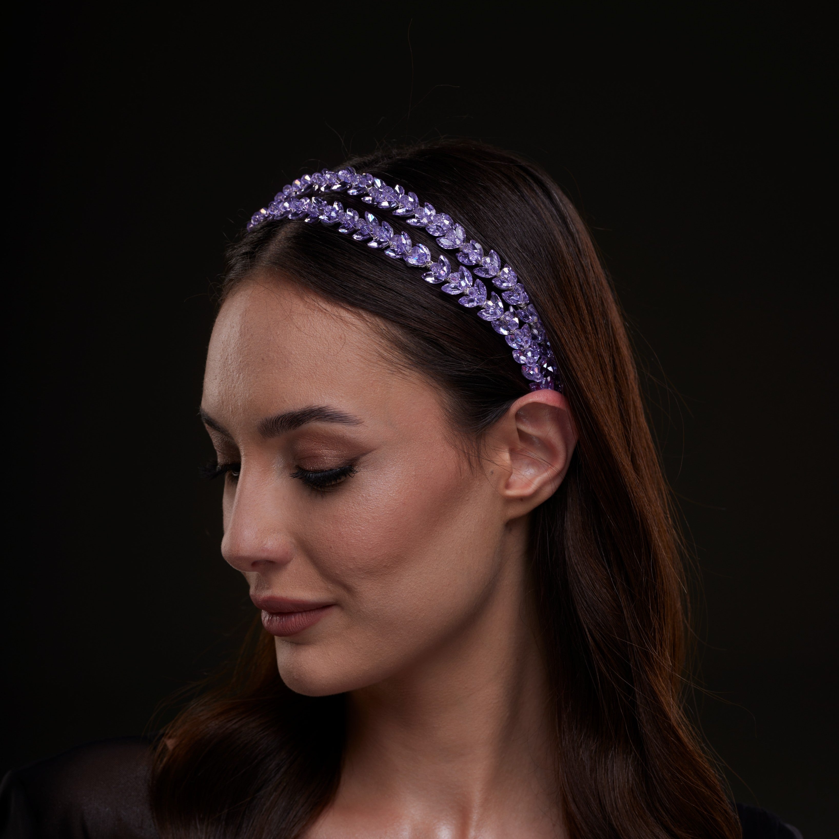 Lavender Crystal Beaded Hairband by Bridal Port