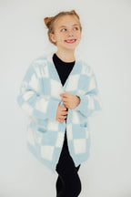 Light Blue Checker Bow Cozy Cardigan by Mila & Rose ®