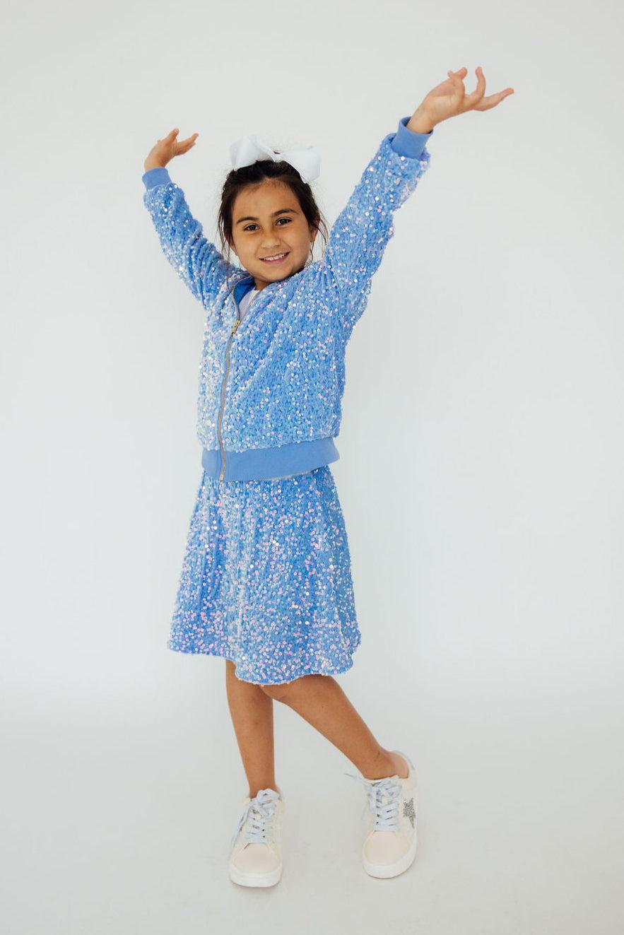 Light Blue Velvet Sequin Jacket by Mila & Rose ®