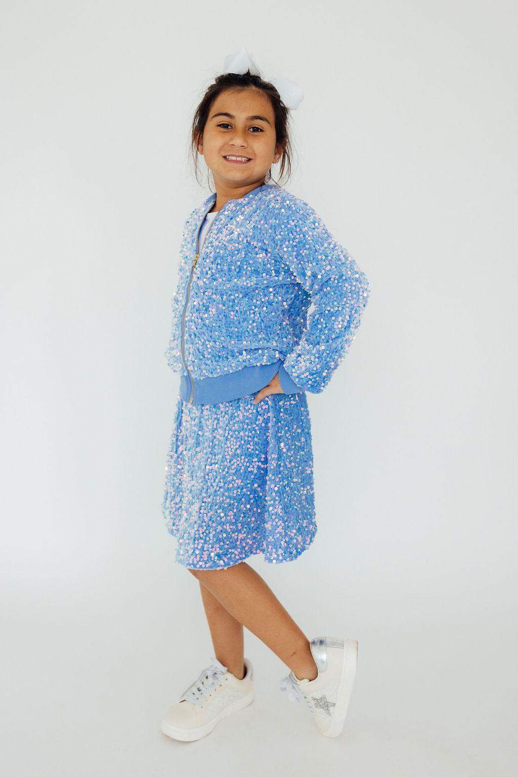 Light Blue Velvet Sequin Jacket by Mila & Rose ®