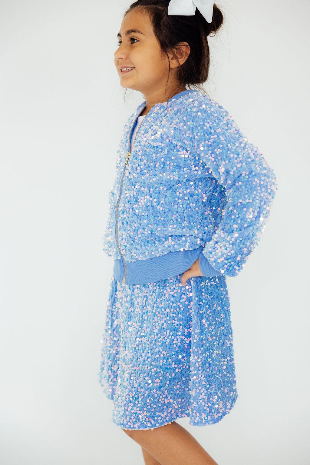 Light Blue Velvet Sequin Jacket by Mila & Rose ®