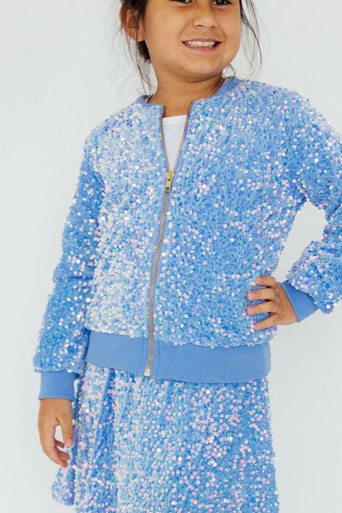 Light Blue Velvet Sequin Jacket by Mila & Rose ®