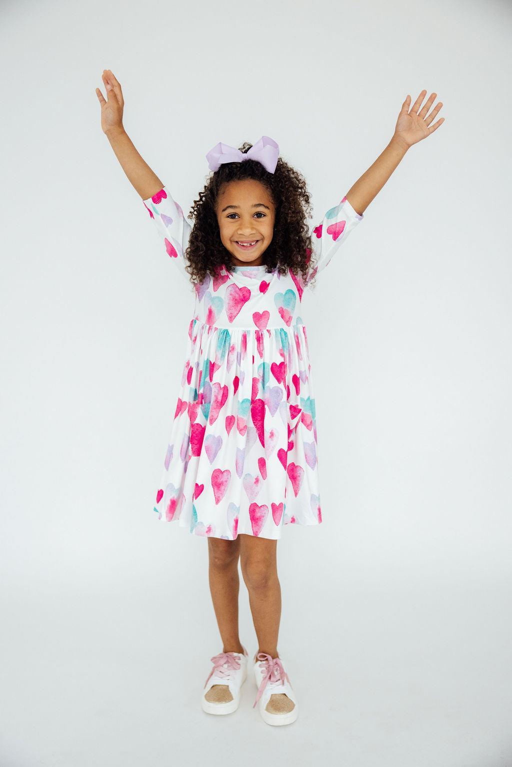 Light Hearted 3/4 Sleeve Pocket Twirl Dress by Mila & Rose ®