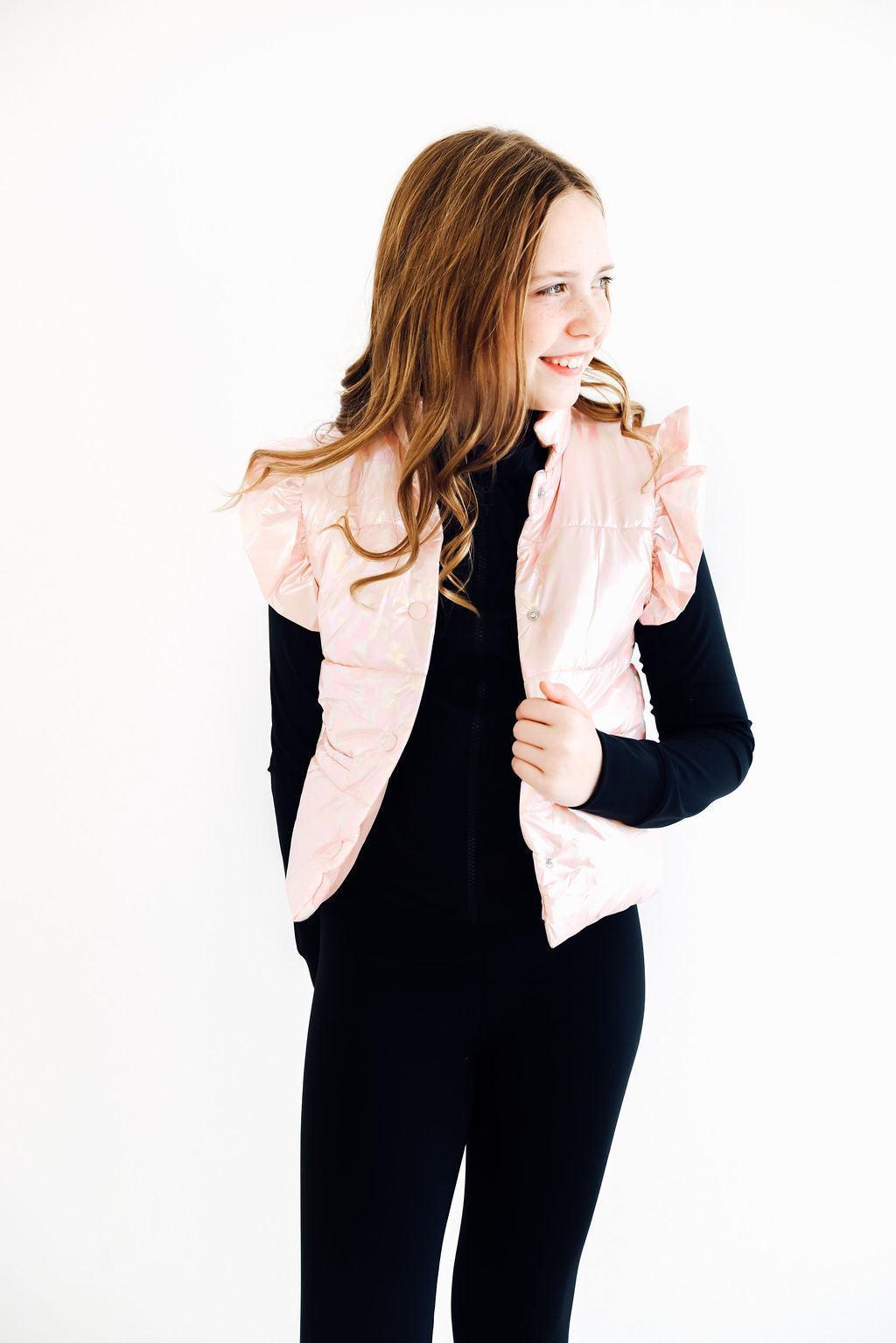 SALE Light Pink Checker Puffer Vest by Mila & Rose ®