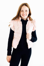 SALE Light Pink Checker Puffer Vest by Mila & Rose ®