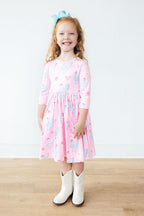 Little Miss Chickie 3/4 Sleeve Pocket Twirl Dress by Mila & Rose ®