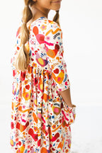 Little Red Hen 3/4 Sleeve Pocket Twirl Dress by Mila & Rose ®