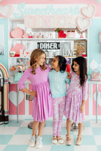 Bright Lilac 3/4 Sleeve Pocket Twirl Dress by Mila & Rose ®