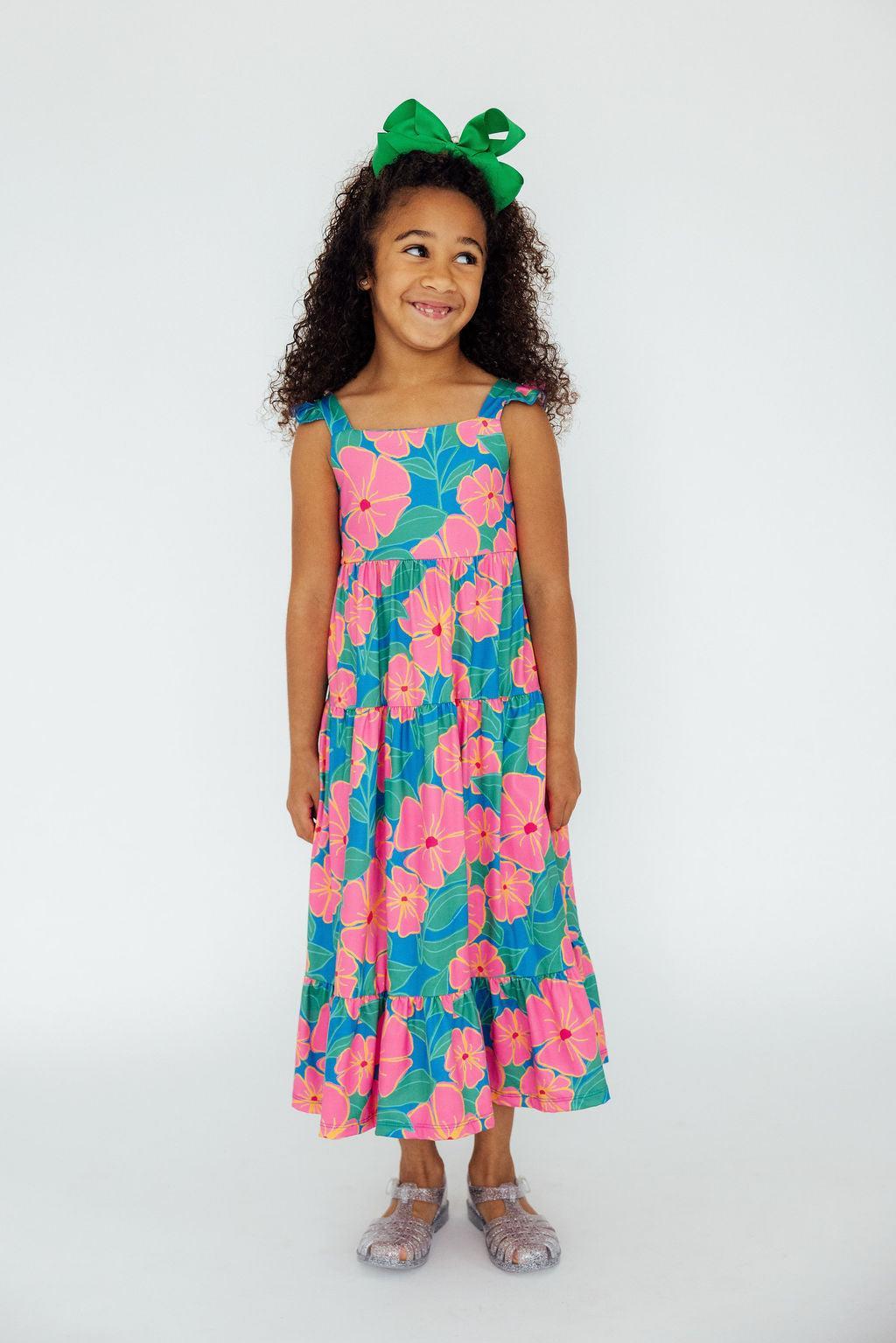 Luau Floral Ruffle Maxi Dress by Mila & Rose ®