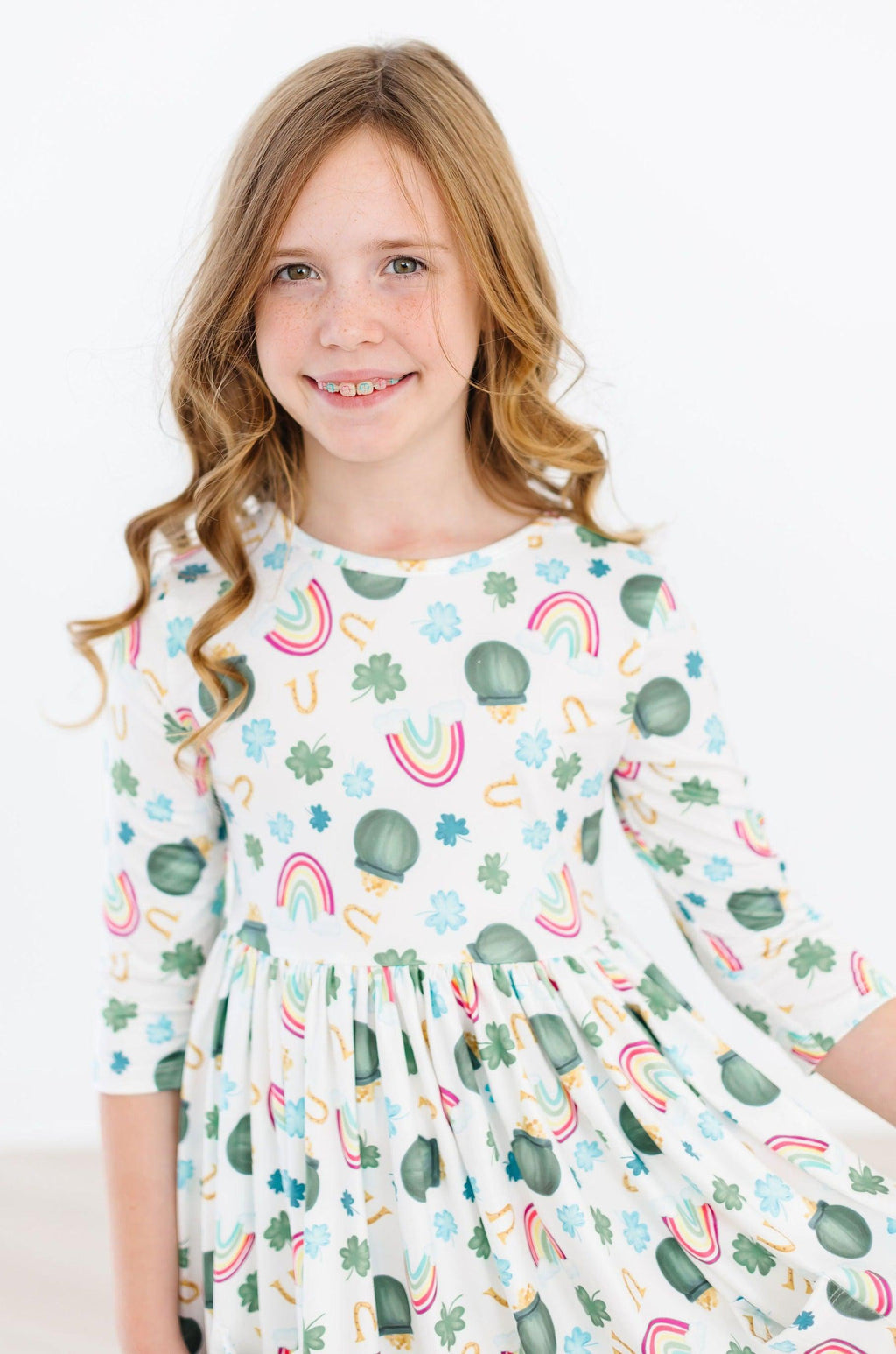 Luck of the Irish 3/4 Sleeve Pocket Twirl Dress by Mila & Rose ®