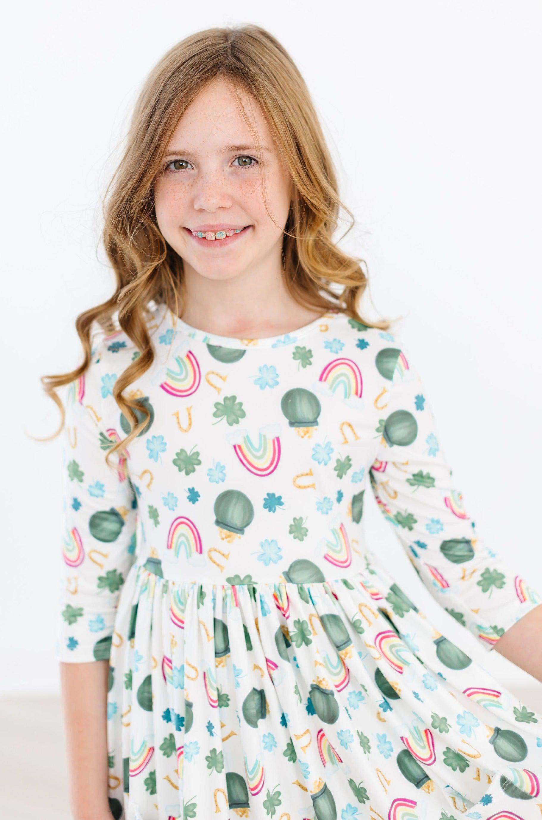 Luck of the Irish 3/4 Sleeve Pocket Twirl Dress by Mila & Rose ®