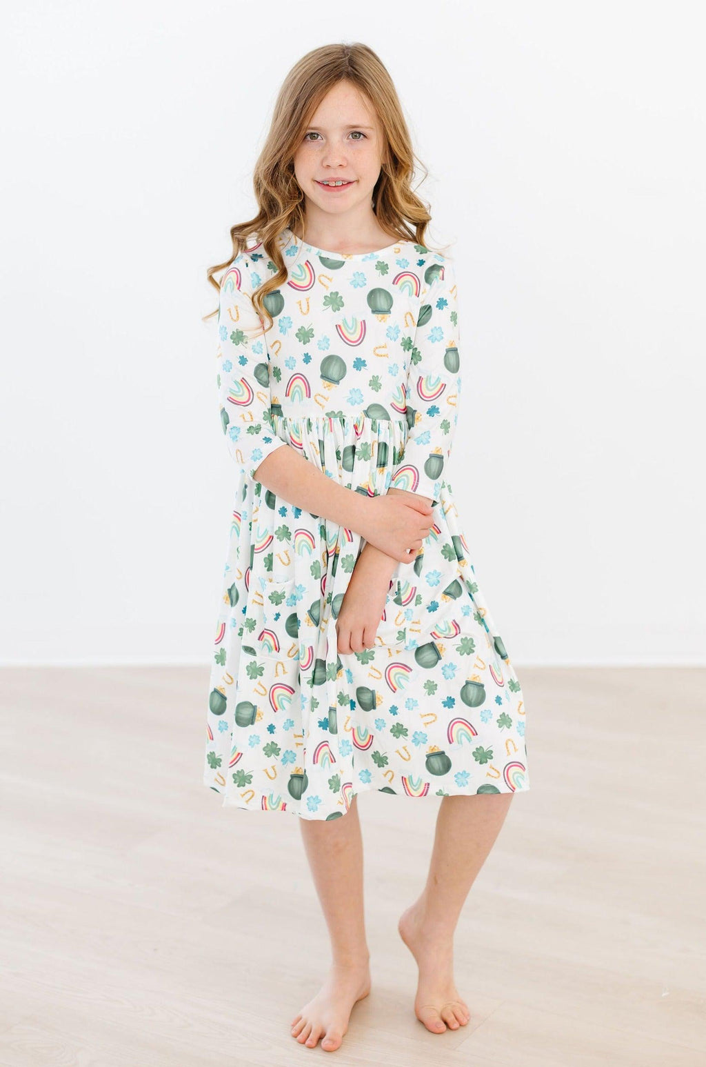 Luck of the Irish 3/4 Sleeve Pocket Twirl Dress by Mila & Rose ®