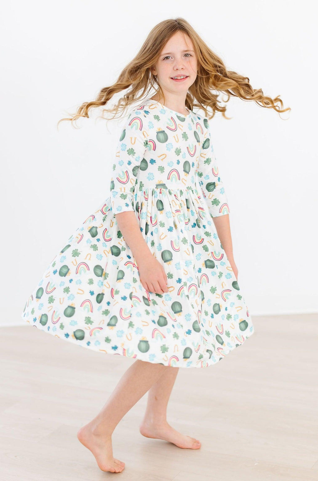 Luck of the Irish 3/4 Sleeve Pocket Twirl Dress by Mila & Rose ®