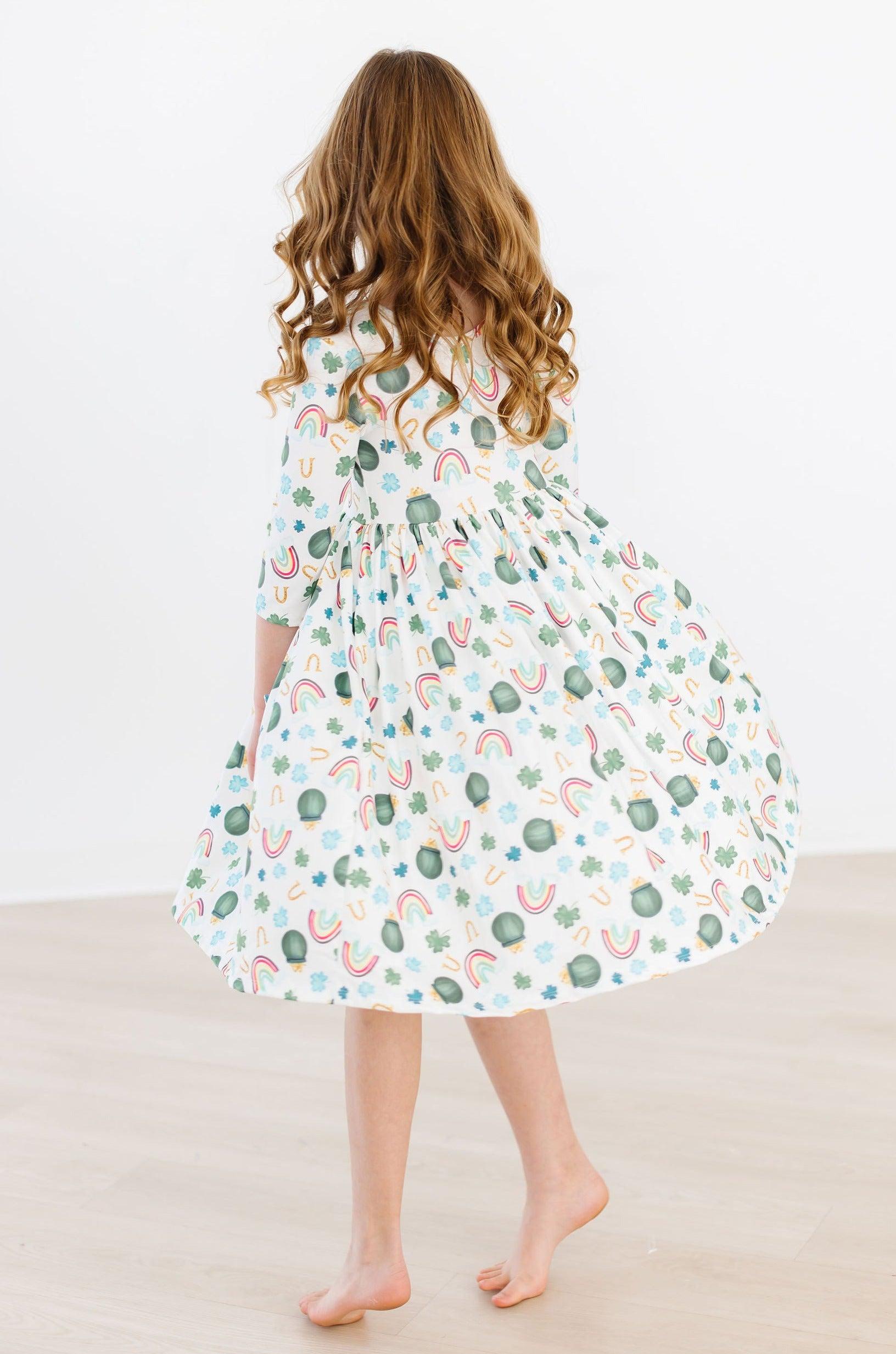 Luck of the Irish 3/4 Sleeve Pocket Twirl Dress by Mila & Rose ®