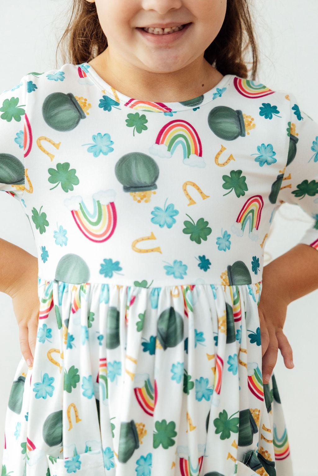 Luck of the Irish 3/4 Sleeve Pocket Twirl Dress by Mila & Rose ®