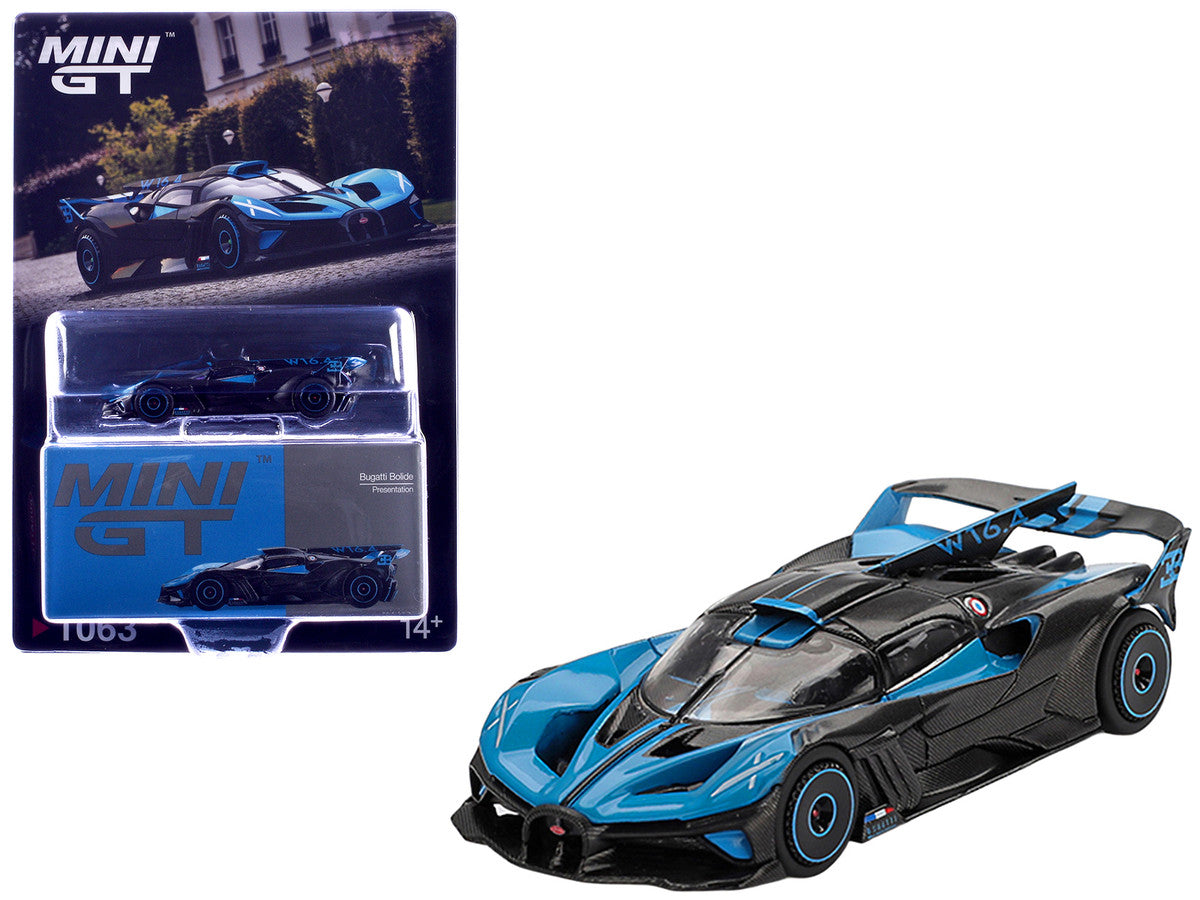 Bugatti Bolide Presentation Blue and Carbon Fiber Limited Edition 1/64 Diecast Model Car by Mini GT by LuxuryLifeWay Online Store