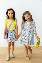 Mardi Gras 3/4 Sleeve Pocket Twirl Dress by Mila & Rose ®