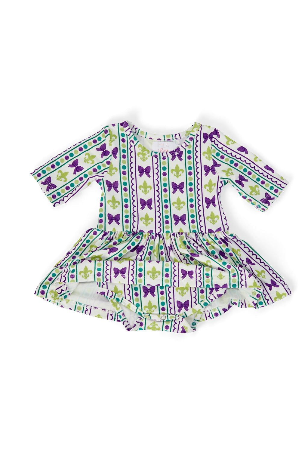 Mardi Gras 3/4 Sleeve Twirl Bodysuit by Mila & Rose ®