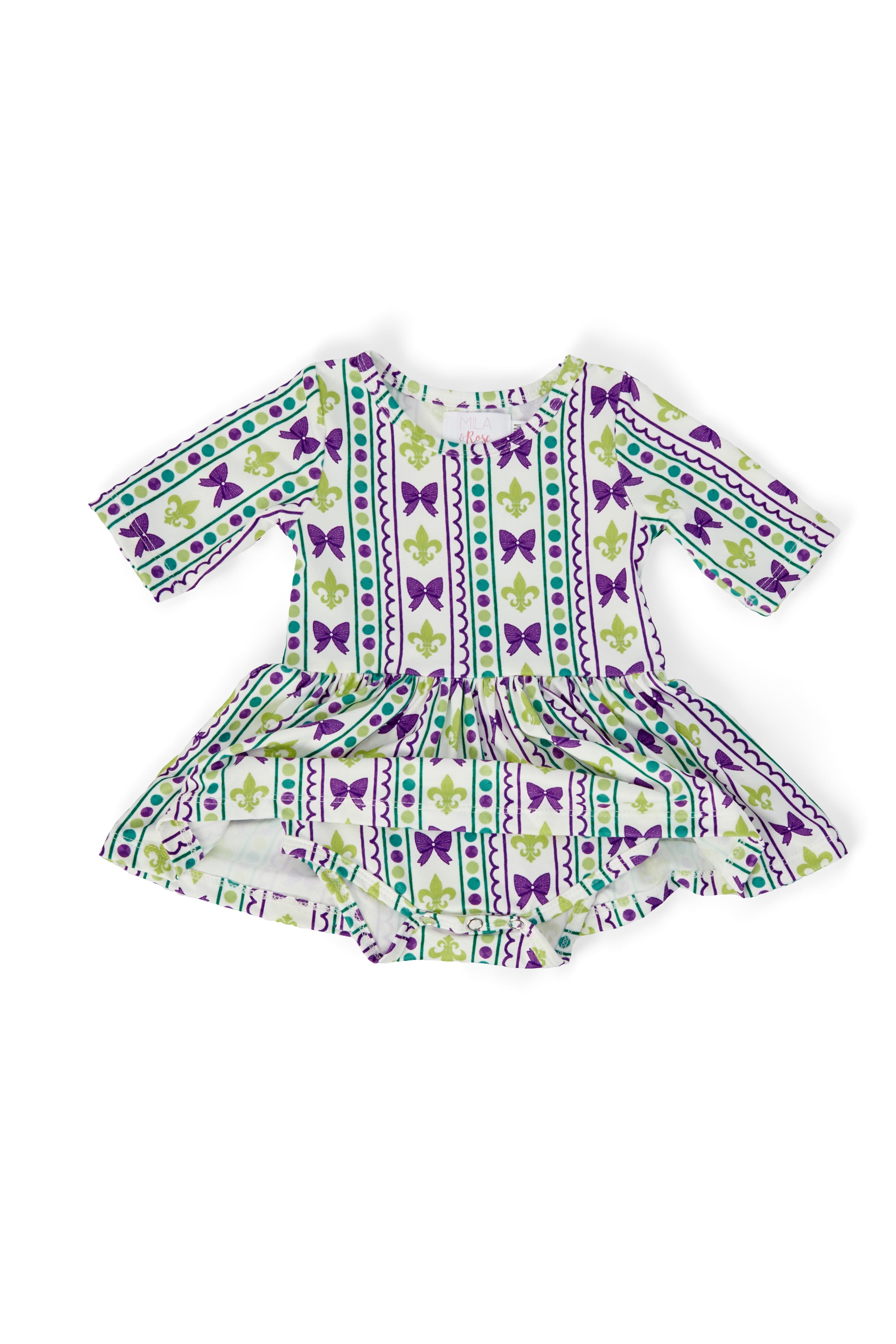 Mardi Gras 3/4 Sleeve Twirl Bodysuit by Mila & Rose ®
