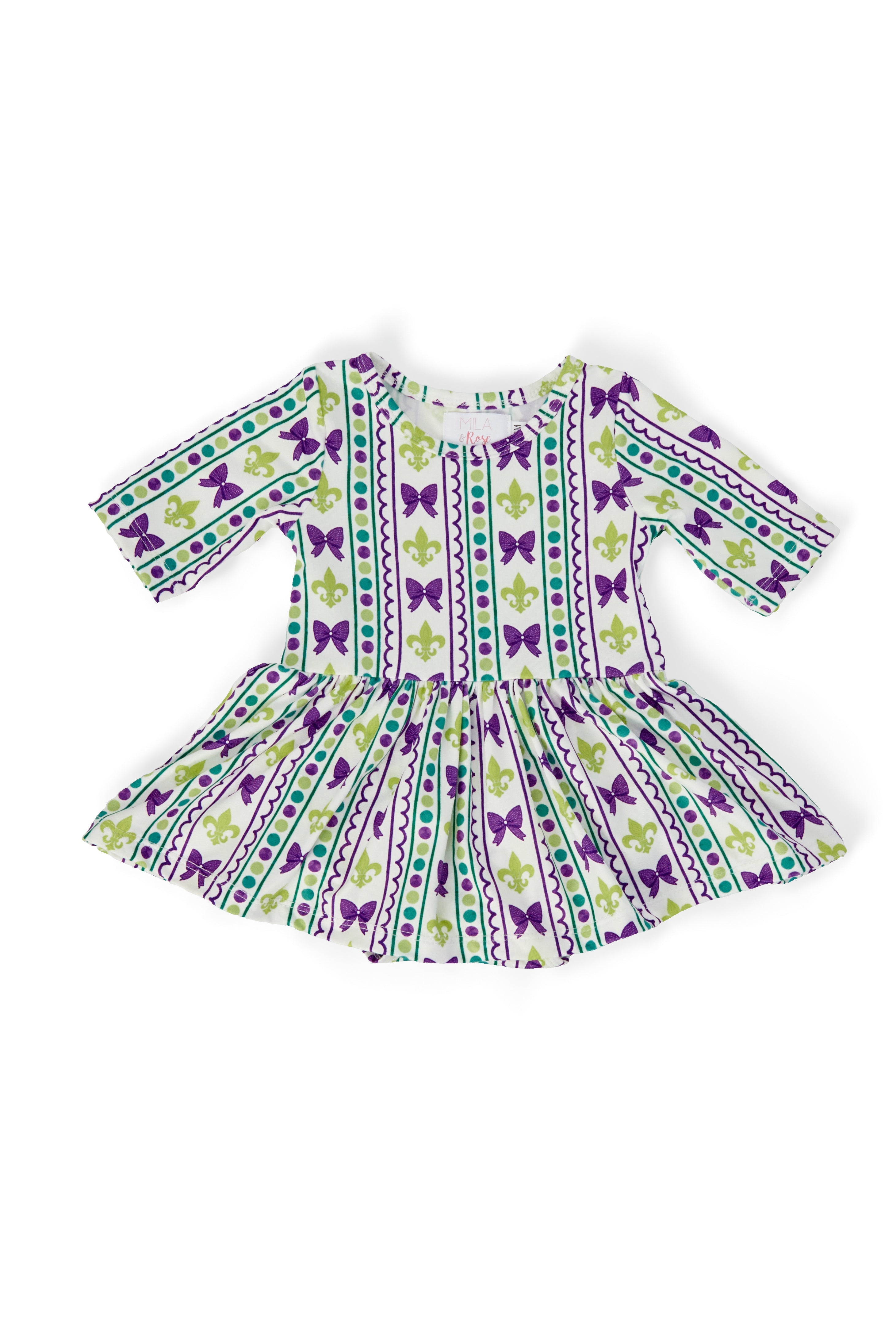 Mardi Gras 3/4 Sleeve Twirl Bodysuit by Mila & Rose ®