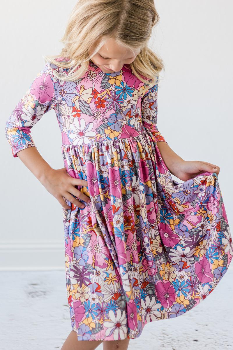 Mauve What's Up Buttercup 3/4 Sleeve Pocket Twirl Dress by Mila & Rose ®