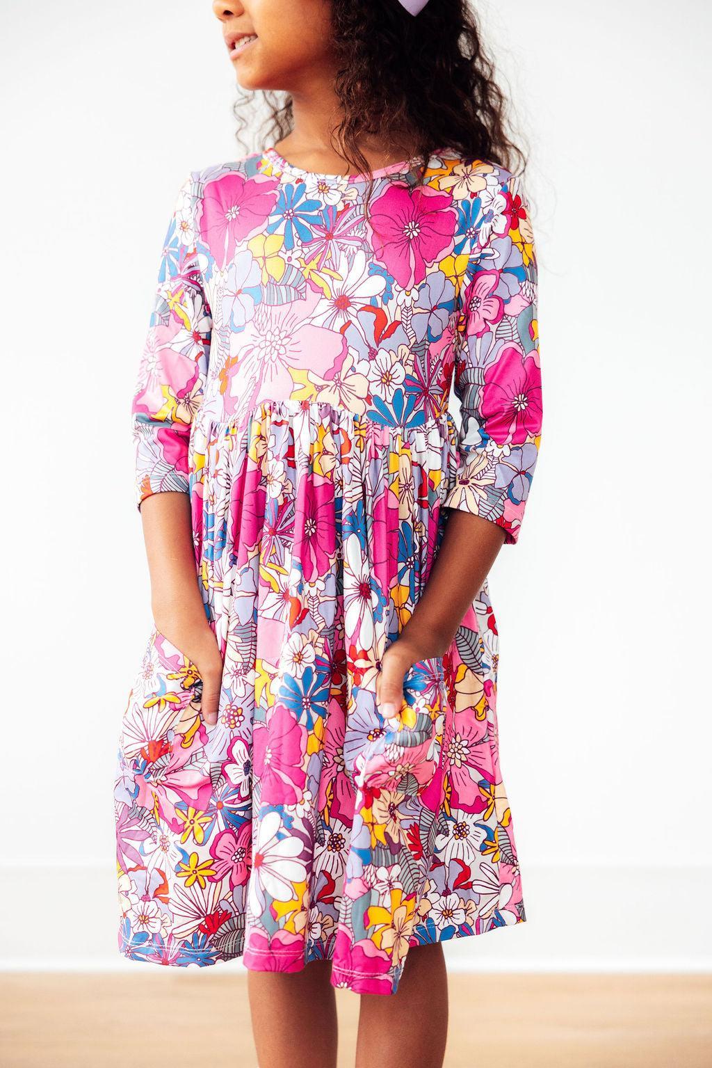 Mauve What's Up Buttercup 3/4 Sleeve Pocket Twirl Dress by Mila & Rose ®