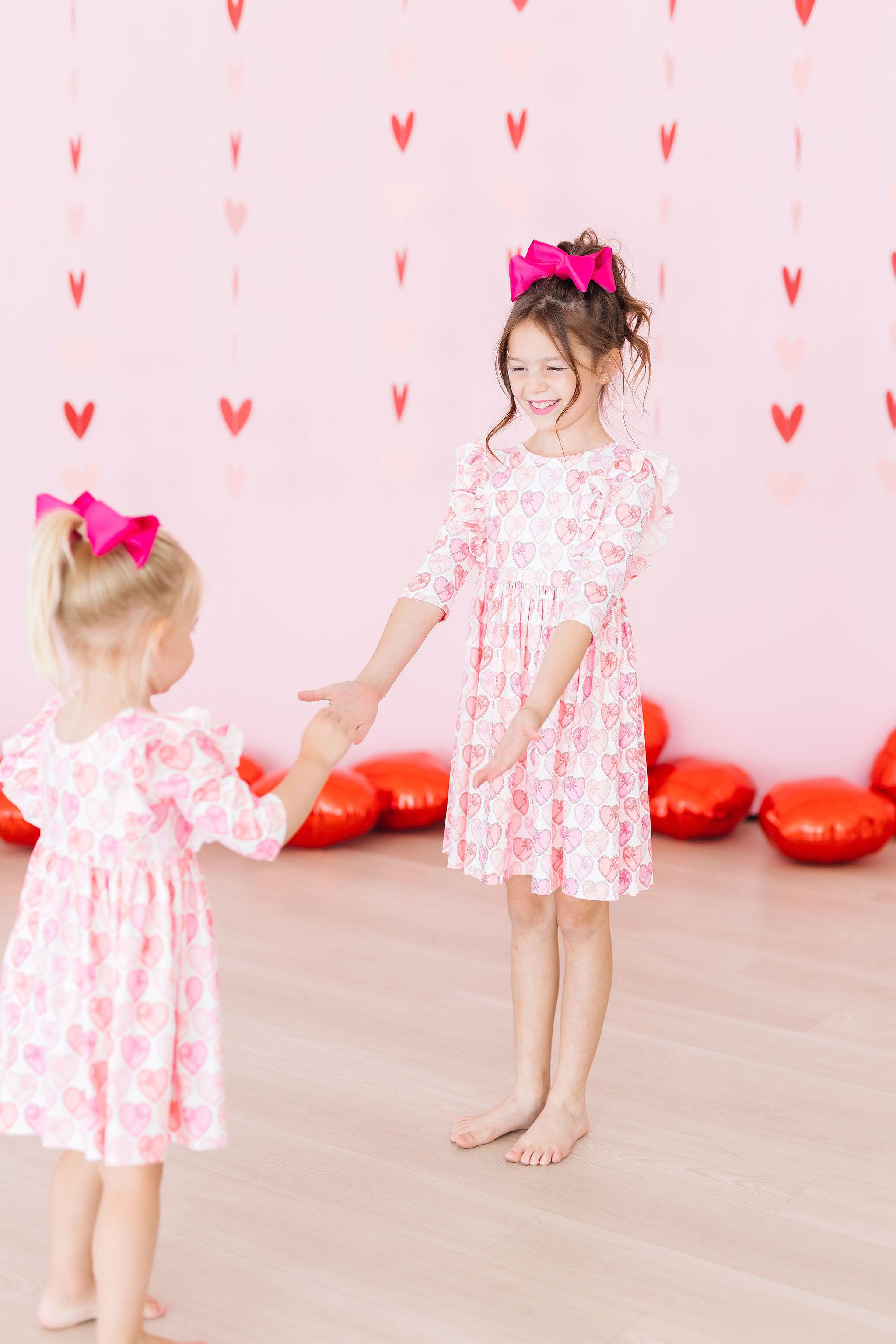 Melt My Heart 3/4 Sleeve Ruffle Twirl Dress by Mila & Rose ®