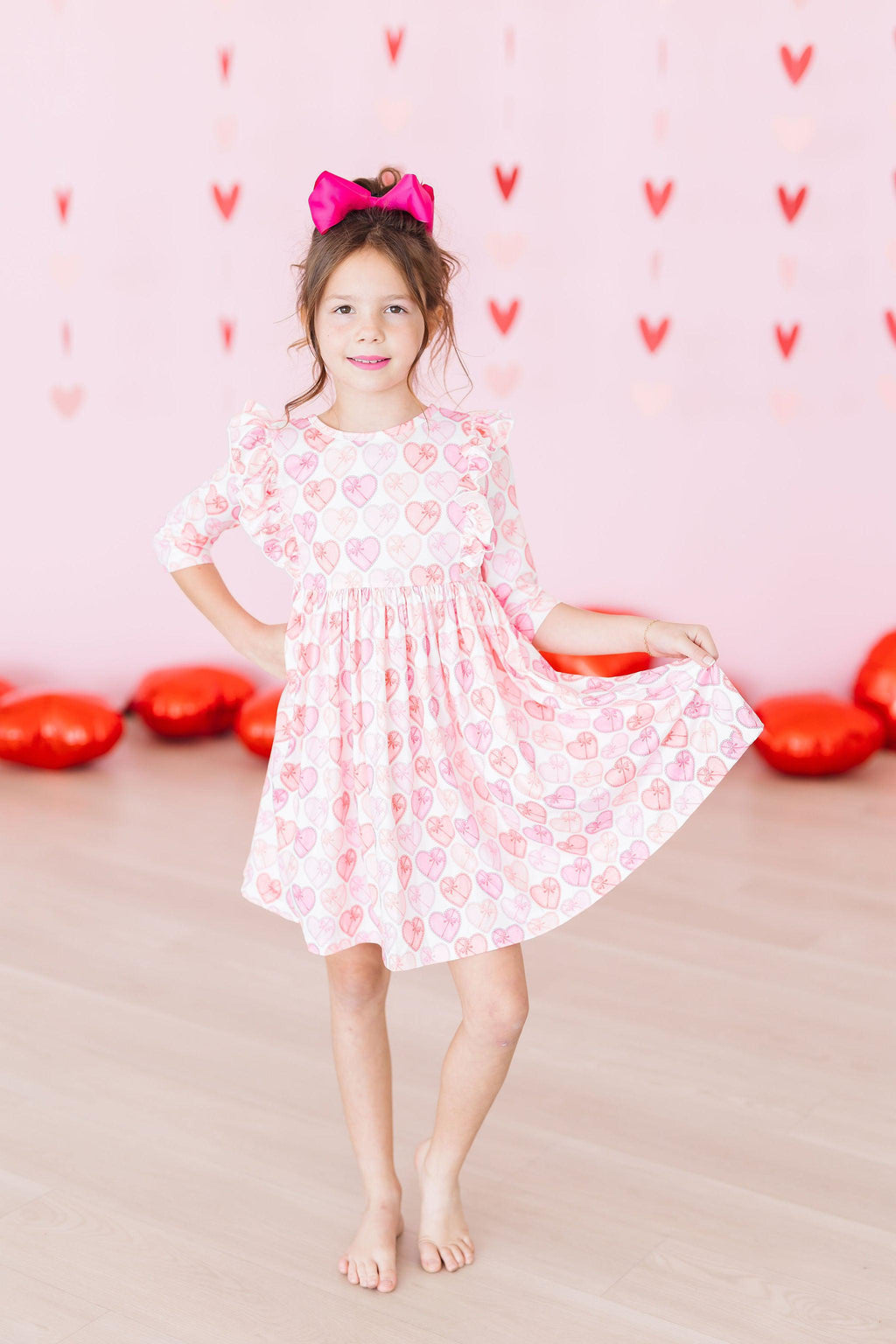 Melt My Heart 3/4 Sleeve Ruffle Twirl Dress by Mila & Rose ®