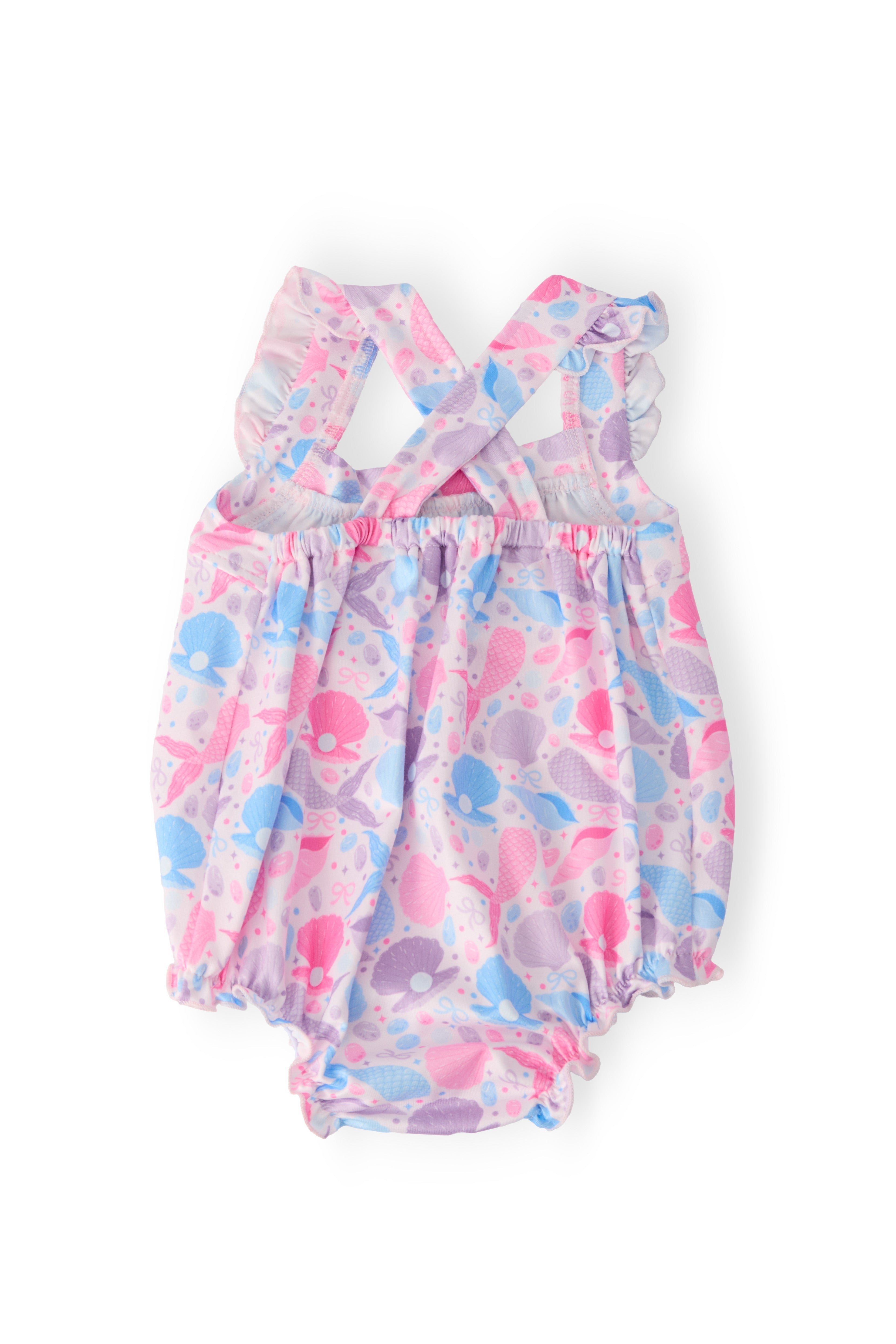 Mermaid Tails Ruffle Cross Back Romper by Mila & Rose ®