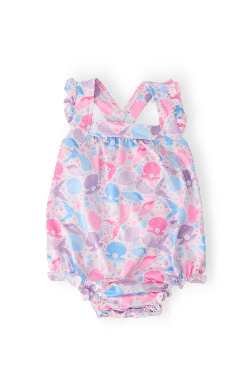 Mermaid Tails Ruffle Cross Back Romper by Mila & Rose ®