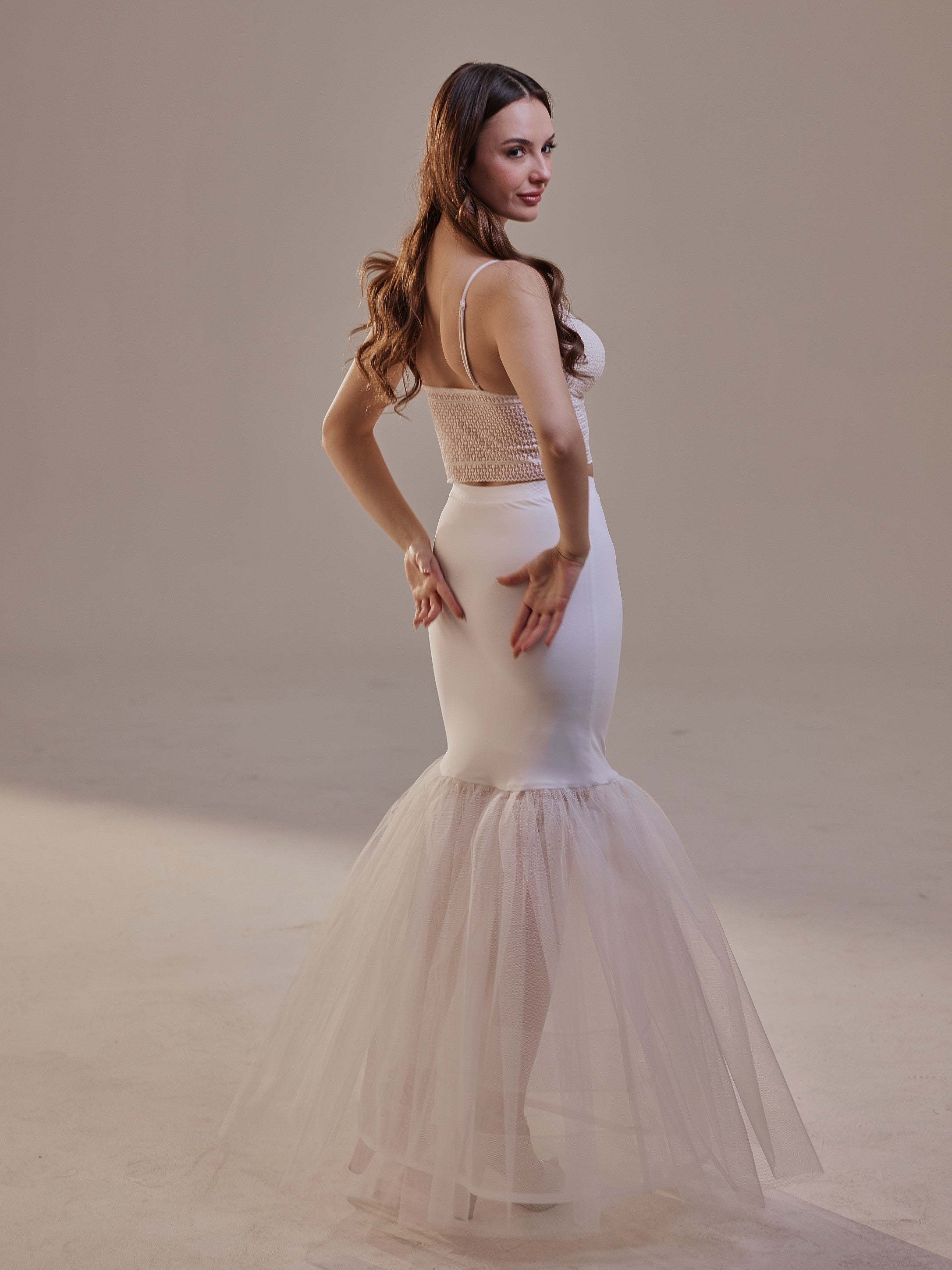 Mermaid Petticoat with Corsage and Hard Net Tulle Underskirt ,Wedding Crinoline with Petticoat Netting Fabric by Bridal Port