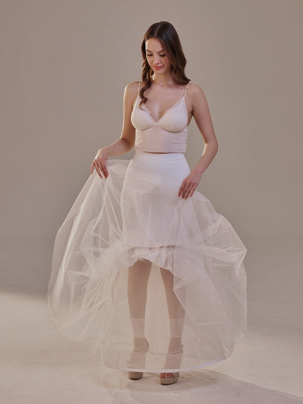 Mermaid Petticoat with Corsage and Hard Net Tulle Underskirt ,Wedding Crinoline with Petticoat Netting Fabric by Bridal Port