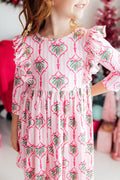 Merry Mistletoe 3/4 Sleeve Ruffle Twirl Dress by Mila & Rose ®