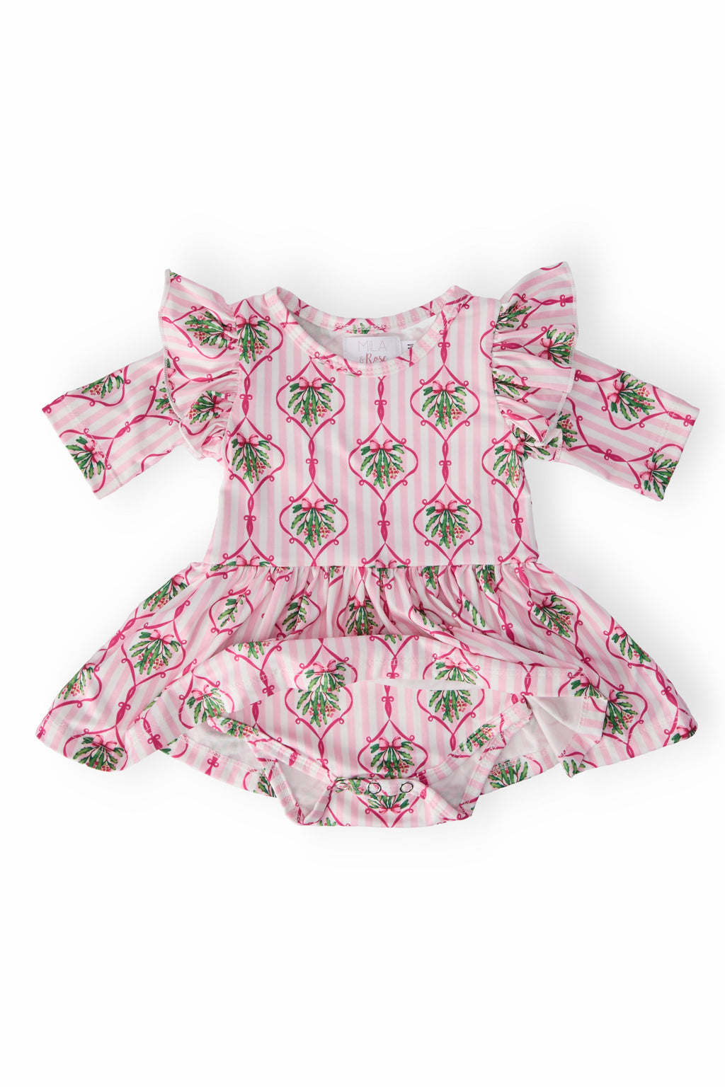 Merry Mistletoe 3/4 Sleeve Twirl Flutter Bodysuit by Mila & Rose ®