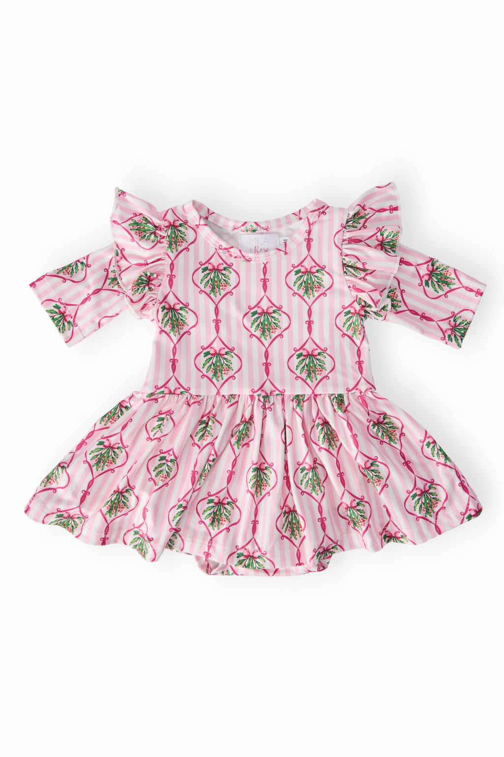 Merry Mistletoe 3/4 Sleeve Twirl Flutter Bodysuit by Mila & Rose ®
