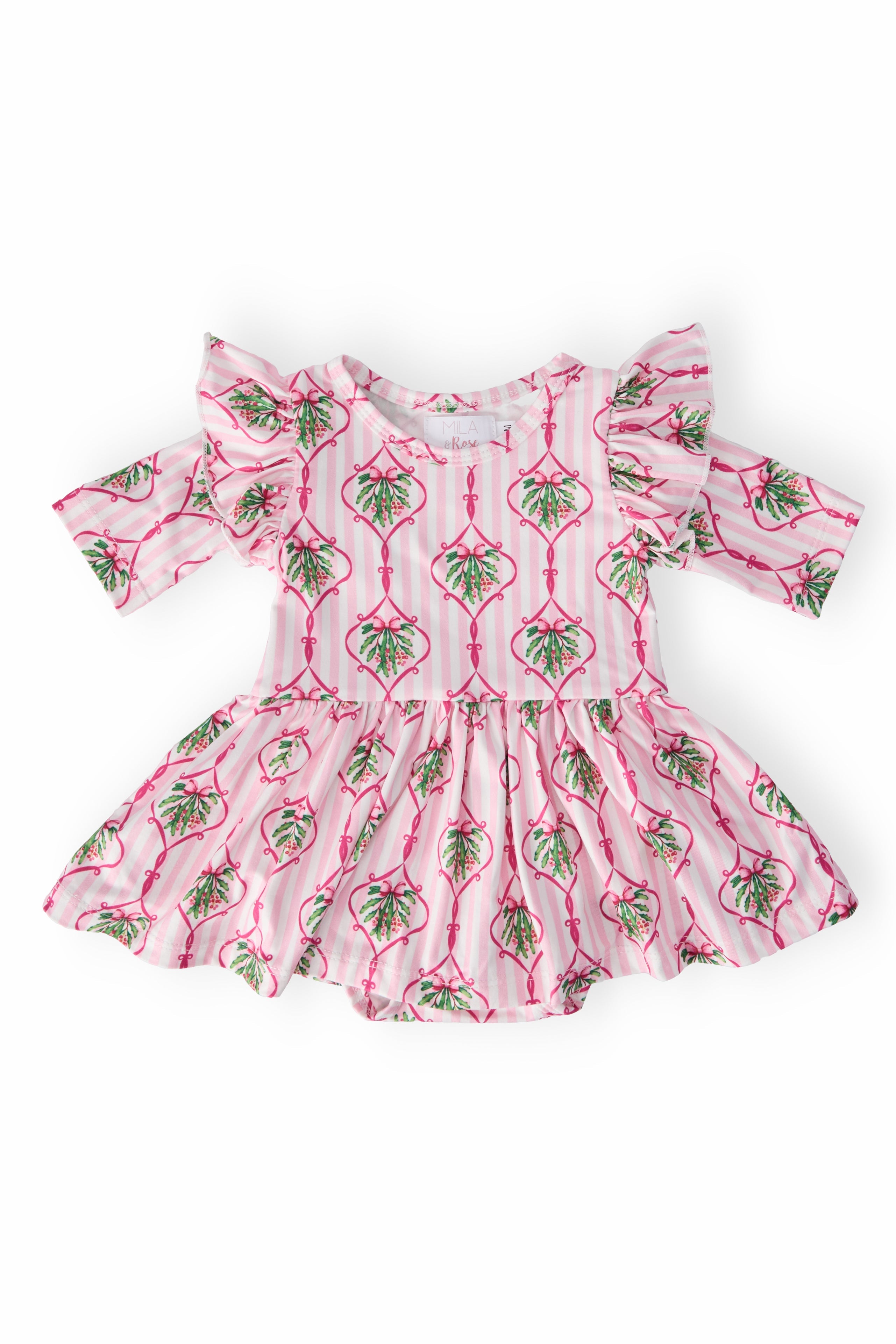 Merry Mistletoe 3/4 Sleeve Twirl Flutter Bodysuit by Mila & Rose ®