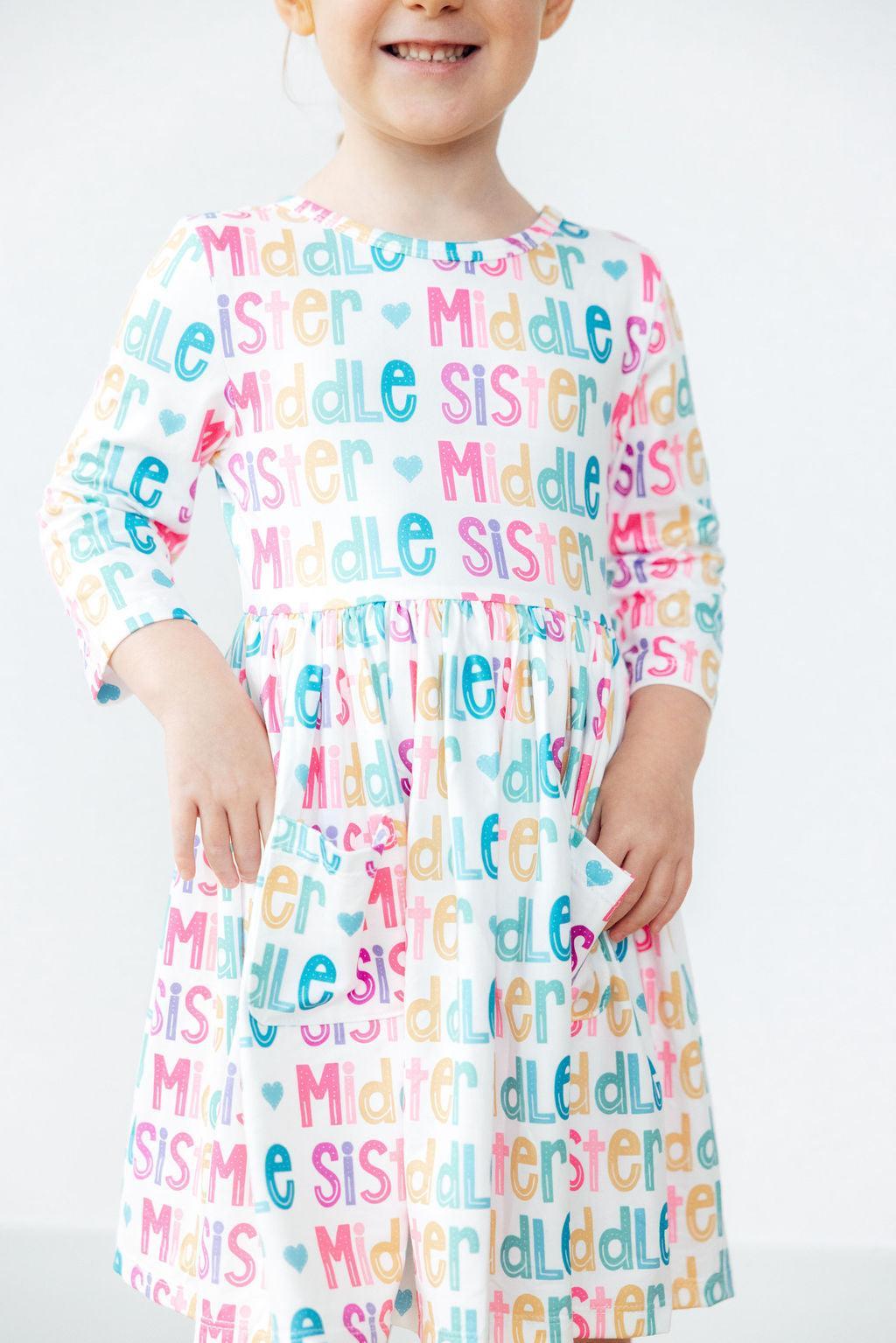 Middle Sister 3/4 Sleeve Pocket Twirl Dress by Mila & Rose ®