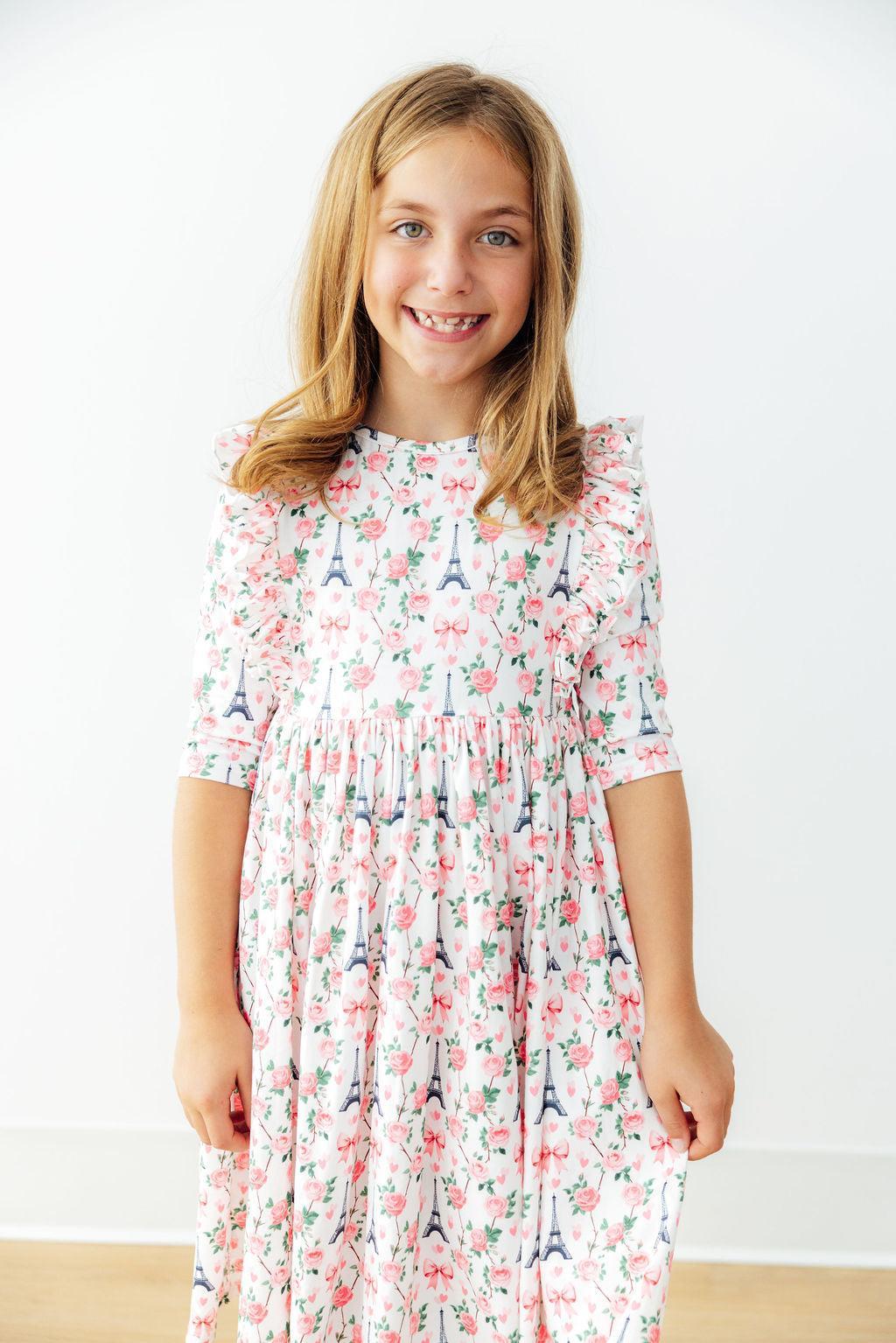 Mila in Paris 3/4 Sleeve Ruffle Twirl Dress by Mila & Rose ®
