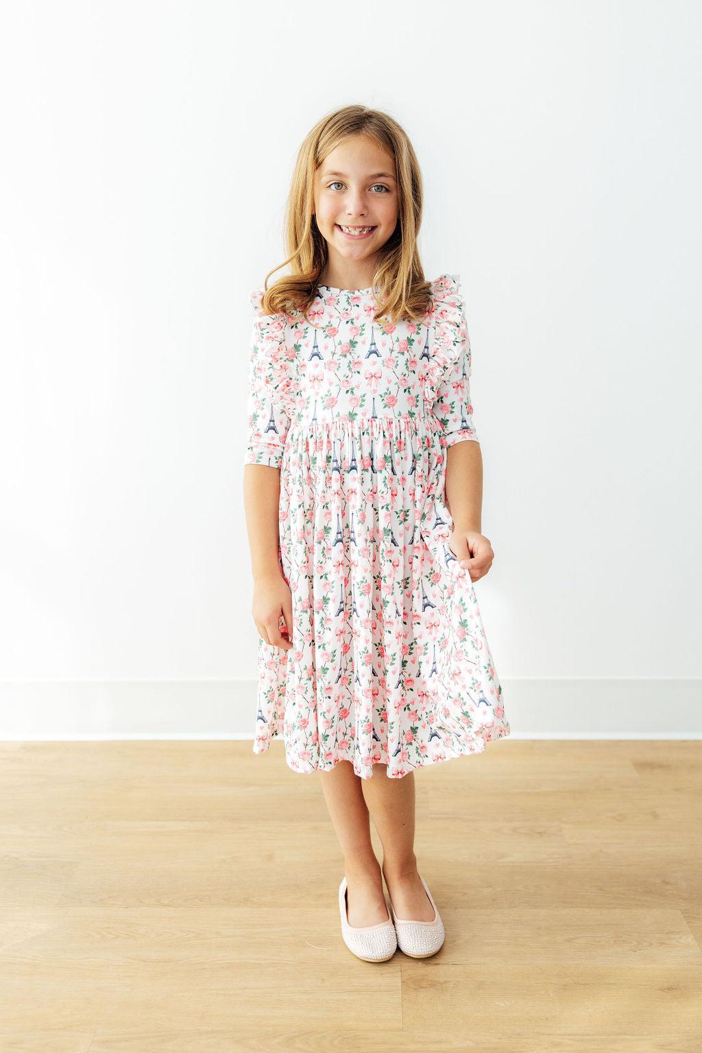 Mila in Paris 3/4 Sleeve Ruffle Twirl Dress by Mila & Rose ®