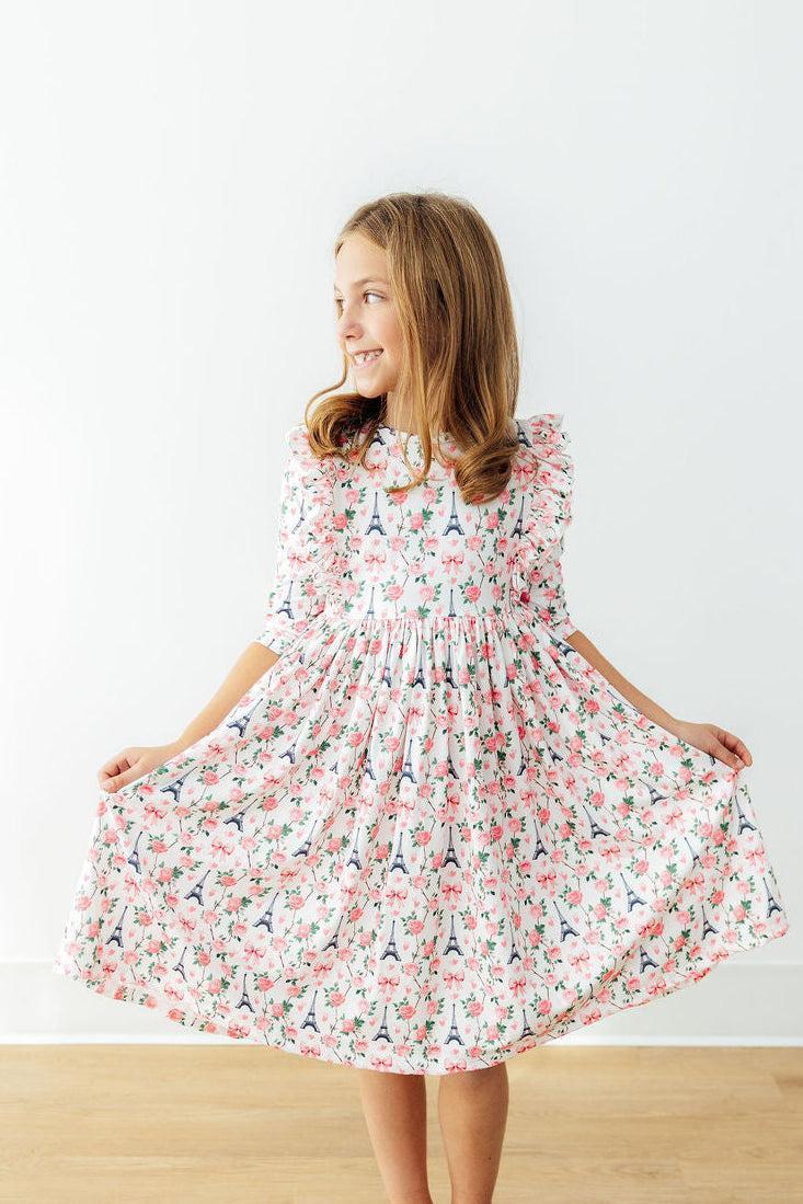 Mila in Paris 3/4 Sleeve Ruffle Twirl Dress by Mila & Rose ®