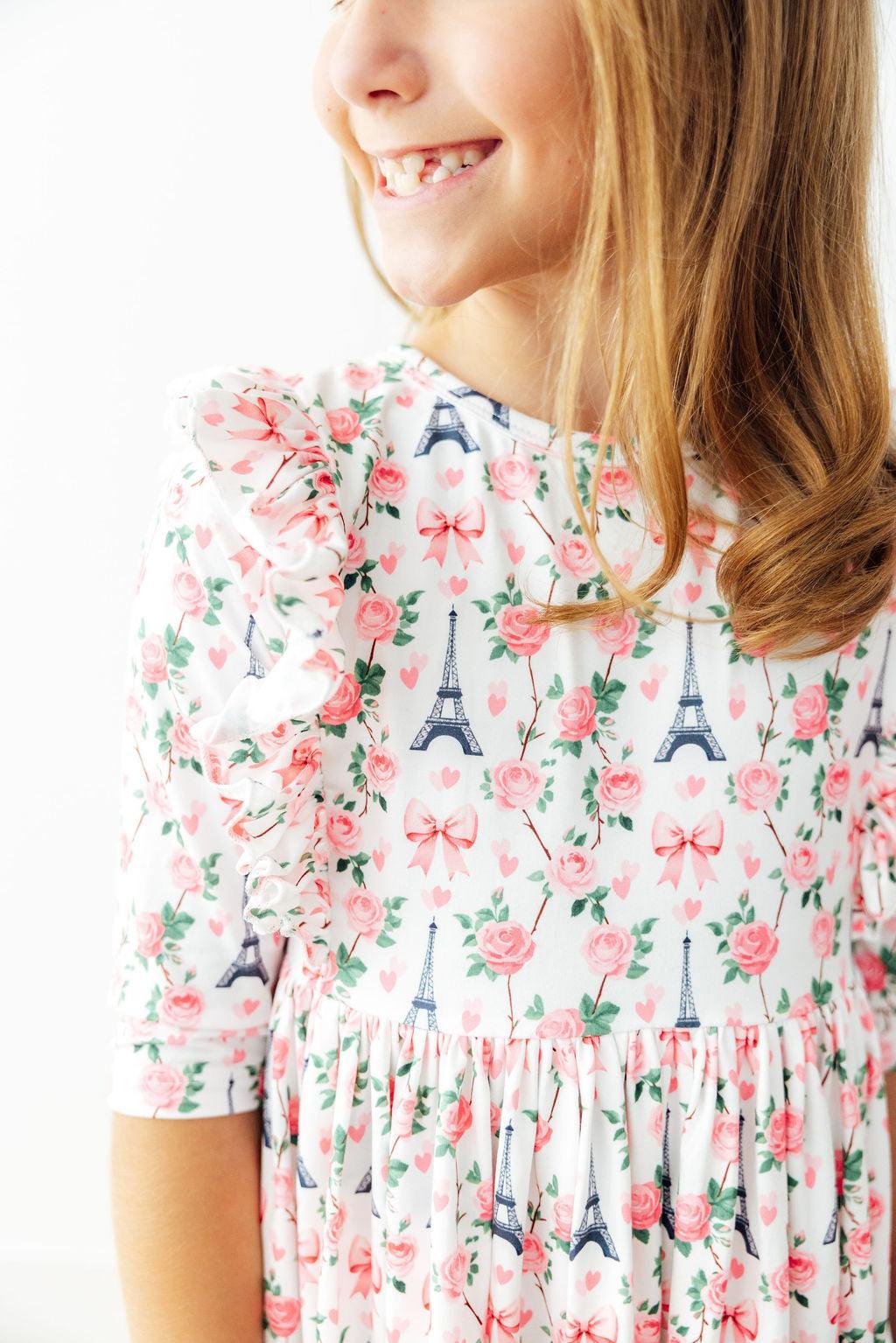 Mila in Paris 3/4 Sleeve Ruffle Twirl Dress by Mila & Rose ®