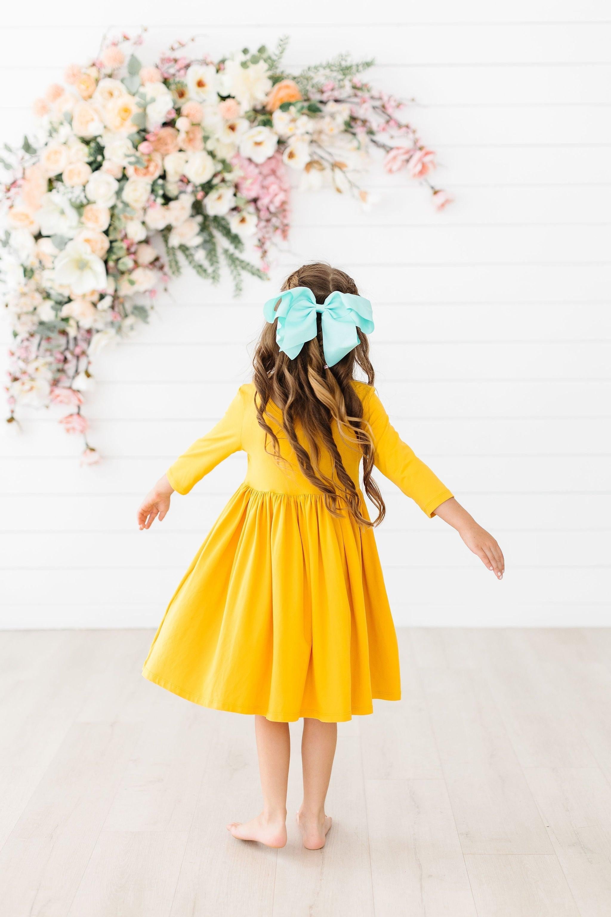 Mustard 3/4 Sleeve Pocket Twirl Dress by Mila & Rose ®