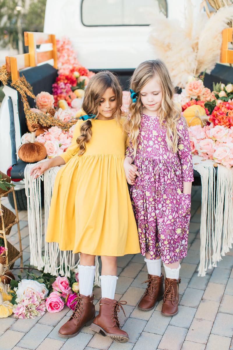 Mustard 3/4 Sleeve Pocket Twirl Dress by Mila & Rose ®