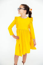Mustard L/S Ruffle Twirl Dress by Mila & Rose ®