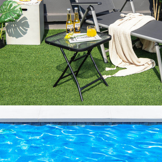 18 Inch Square Patio Bistro Table with Rustproof Frame by LuxuryLifeWay Online Store