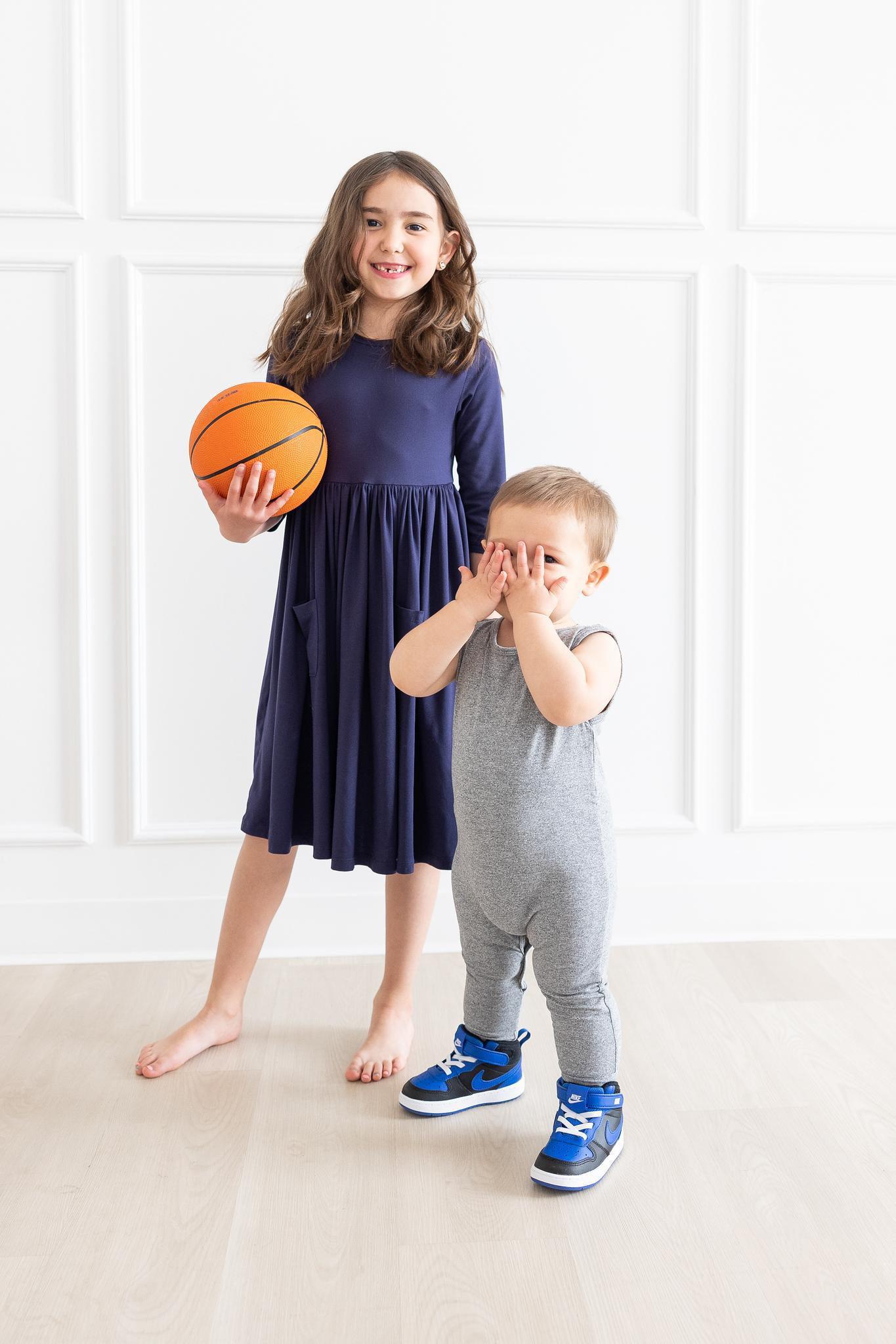 Navy 3/4 Sleeve Pocket Twirl Dress by Mila & Rose ®