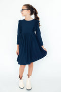 Navy L/S Ruffle Twirl Dress by Mila & Rose ®