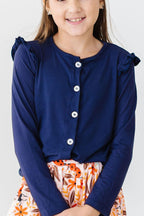 Navy Ruffle Cardigan by Mila & Rose ®