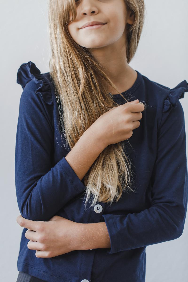 Navy Ruffle Cardigan by Mila & Rose ®
