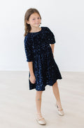 Navy Blue Velvet Sequin Dress by Mila & Rose ®